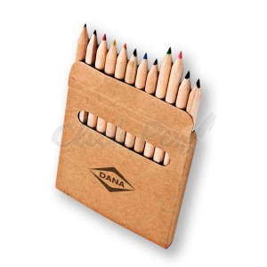 Caixa de cartão com 12 lápis de cor.
