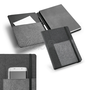 Capa com caderno.