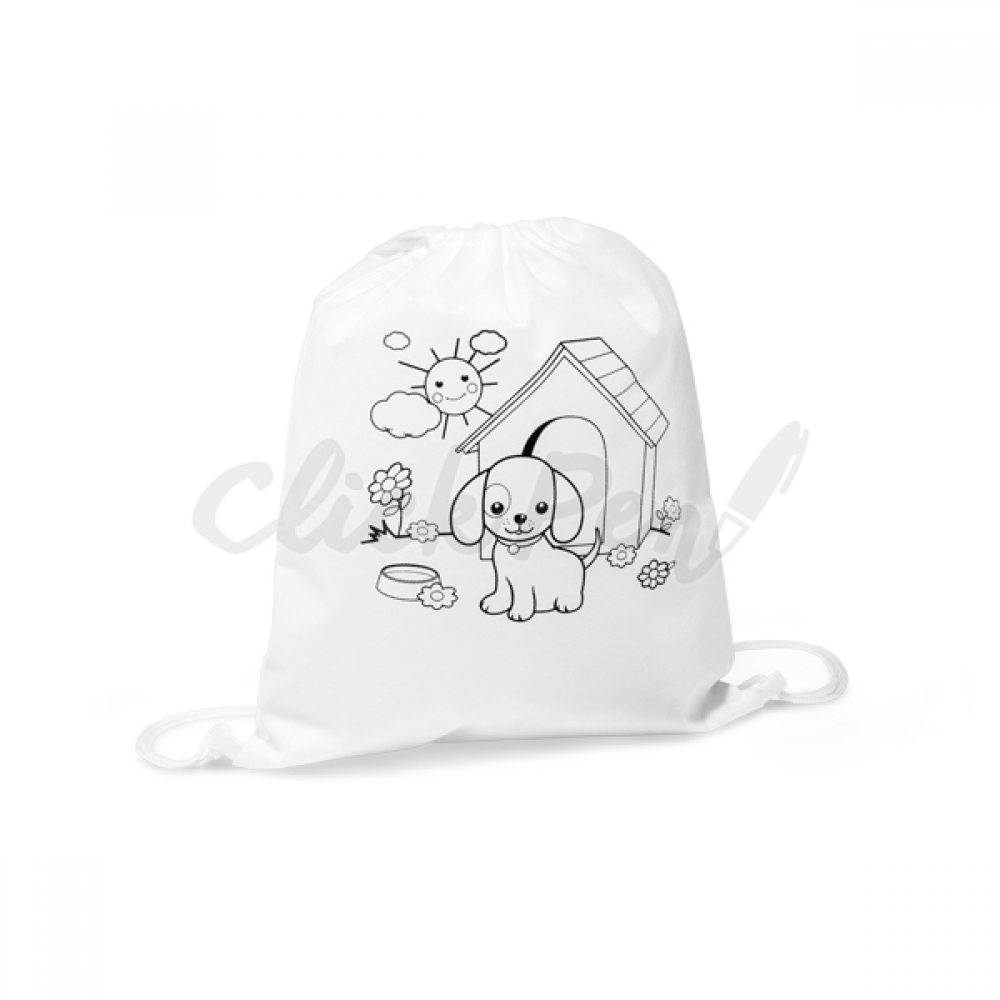 Sacola tipo mochila para colorir.